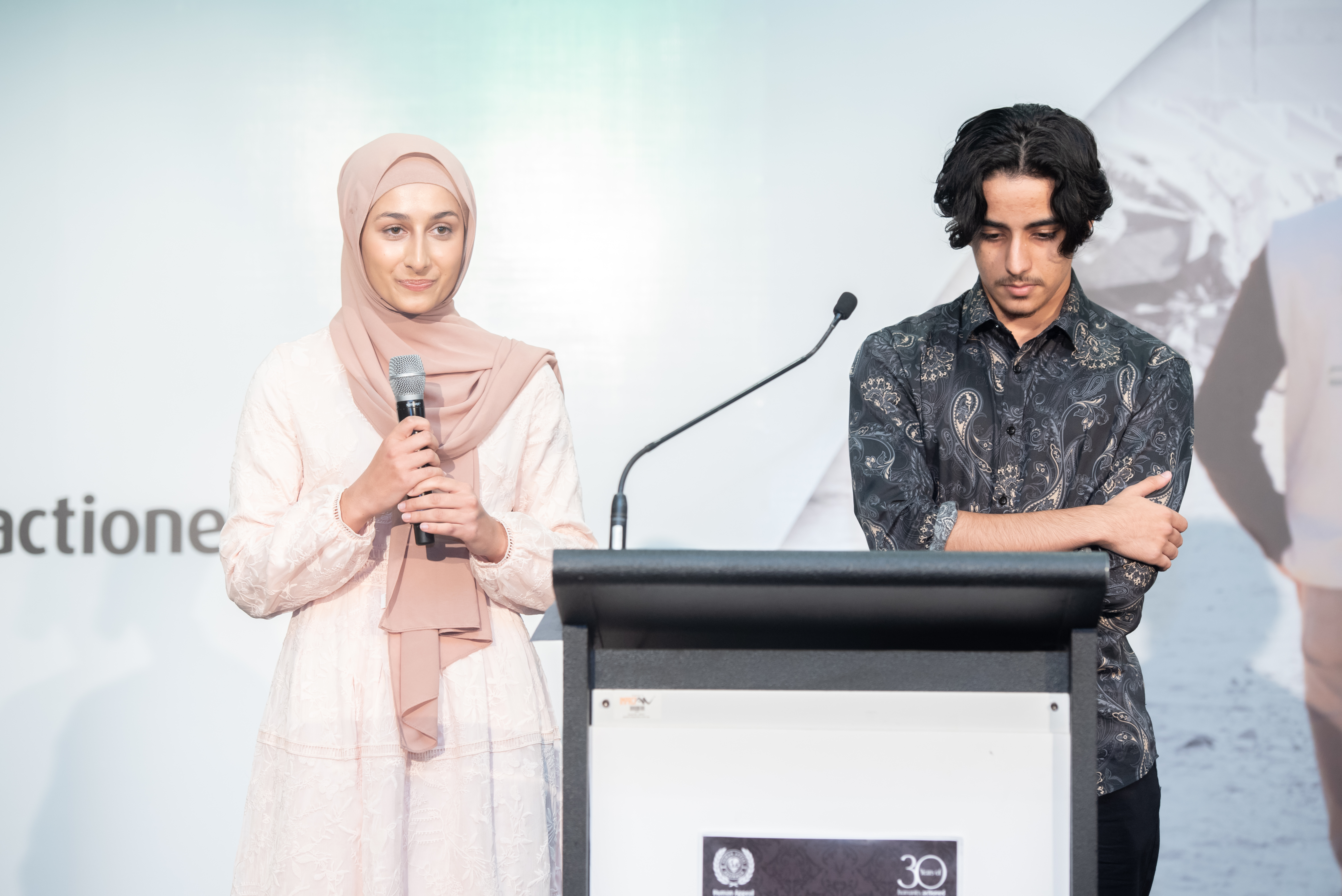 Sara Karem (99.95ATAR) & Jad Motassam (99.90ATAR) At HAA's Year 12 Muslim Achievement Awards Ceremony Sydney 2022