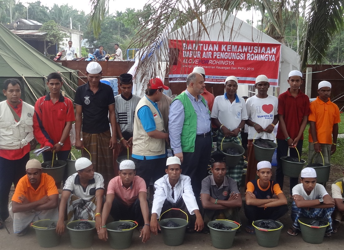 Emergency response team assisting after an earthquake in Indonesia